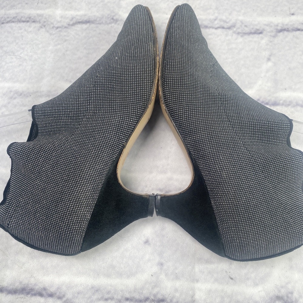 Sesto Meucci 5.5M Kitten Heel Pumps‎ Pointed Toe Black Silver Stretch Scalloped - Picture 7 of 11